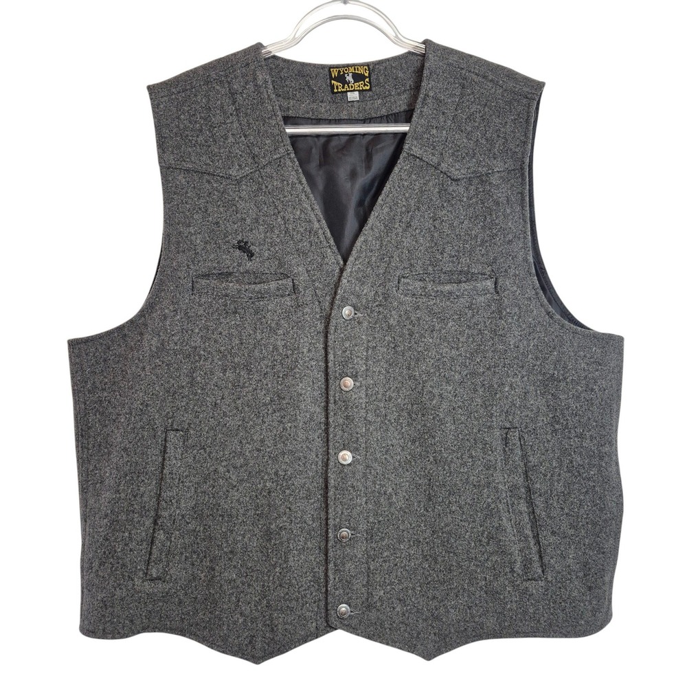 Wyoming‎ Traders Mens XXL 100% Virgin Wool Vest Charcoal Heather Gray Western